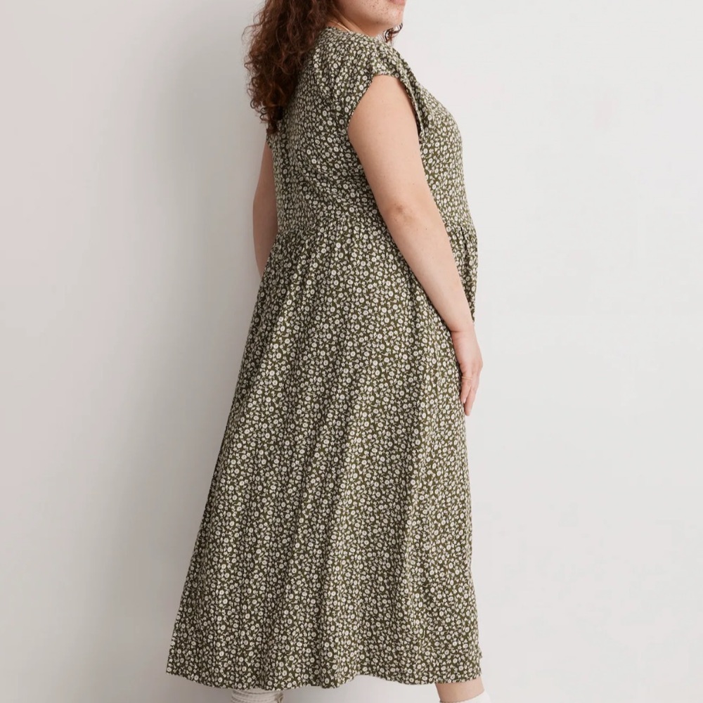 Madewell Button Front Midi Dress Loden XXL